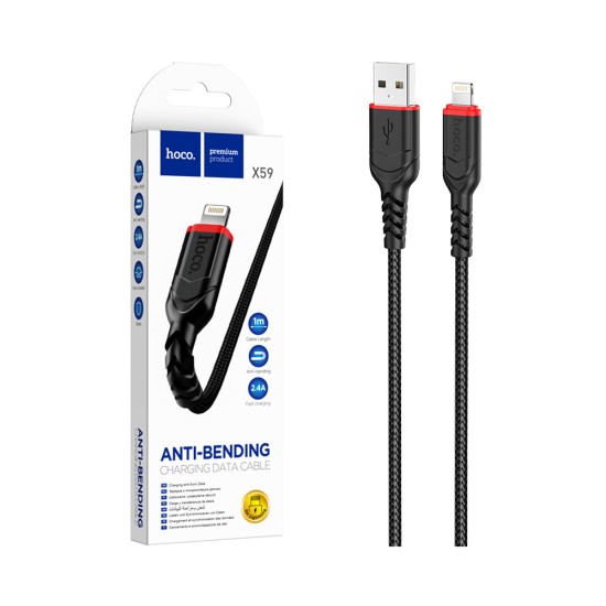 Hoco Charging Cable X59 Victory 3A Lightninig Black